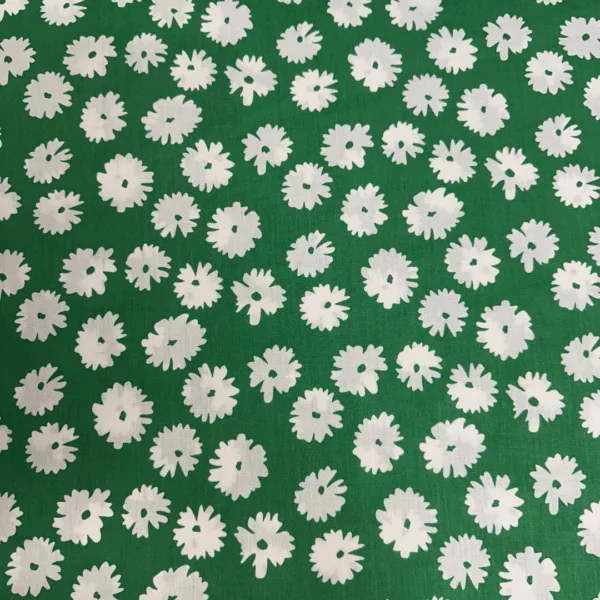 popeline coton vert marguerite
