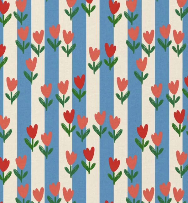 rayure tulipe tissu coton rayures et tulipes