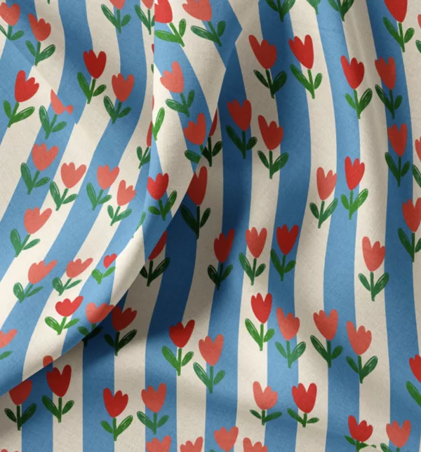 rayure tulipe tissu coton rayures et tulipes